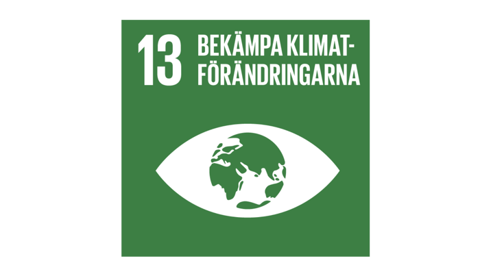 Symbol för FN:s hållbarhetsmål 13 – Bekämpa klimatförändringarna.