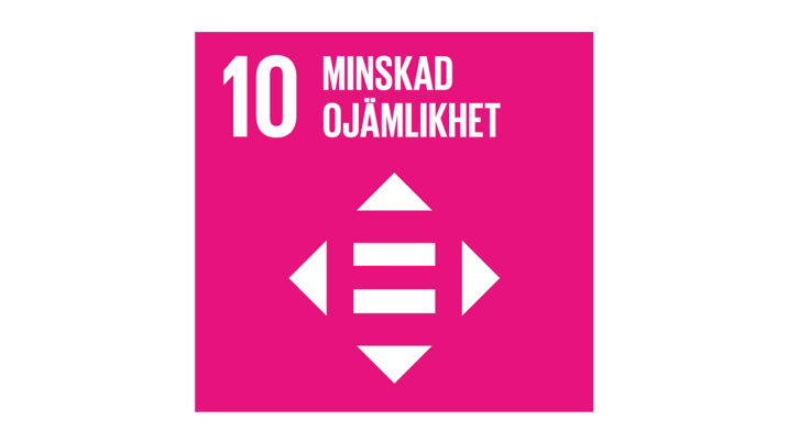 Symbol för FN:s hållbarhetsmål 10 – Minskad ojämlikhet.