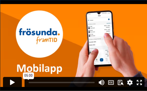Videominiatyr med mobil och texten ”Frösunda framTID Mobilapp – instruktioner för appen”.